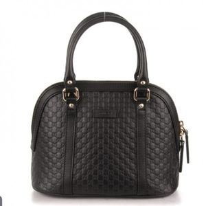 GUCCI Black Guccissima Leather Small Dome Shoulder